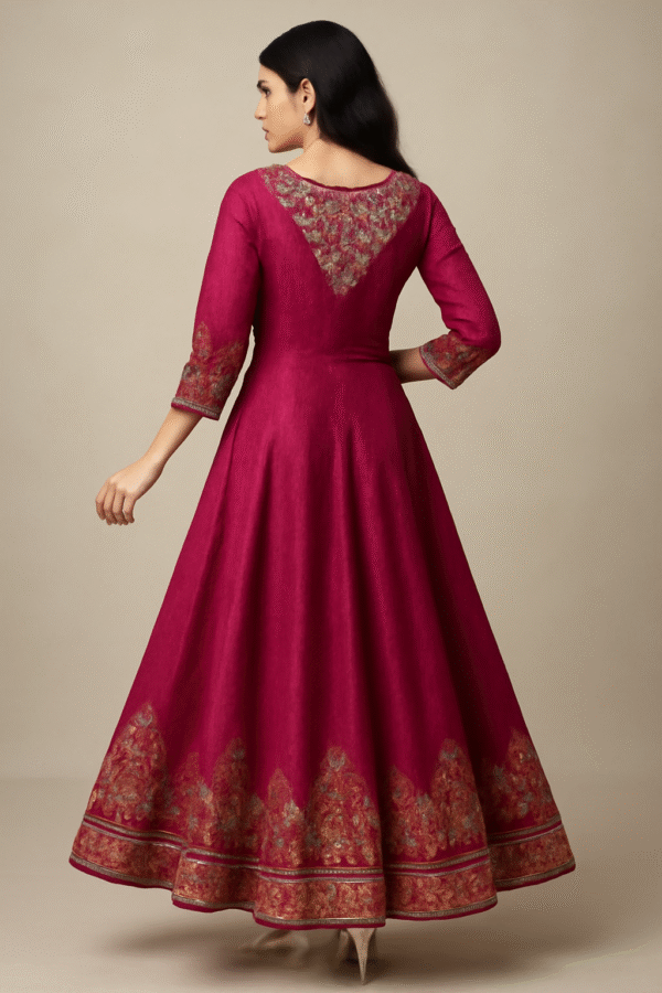 Maroon Printed Anarkali Cotton Kurti for Women - Image 2