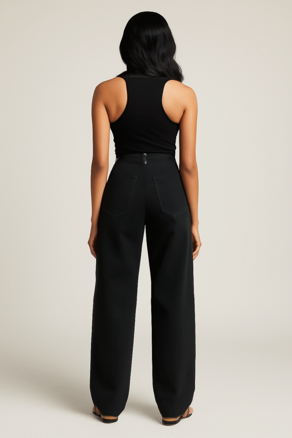 Unisex Black Baggy Fit Jeans - Image 2