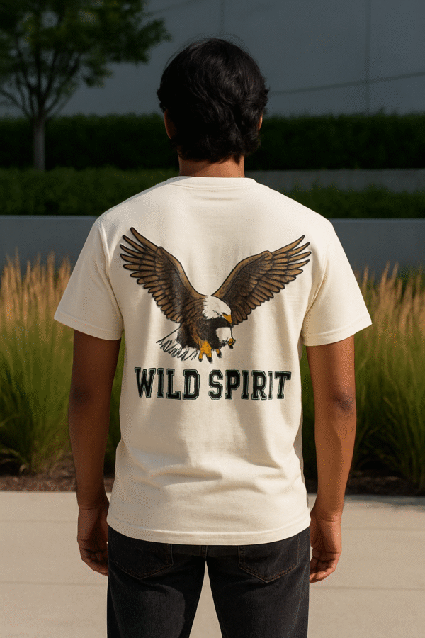 Wild Spirit Eagle Graphic T-Shirt – Off White - Image 3