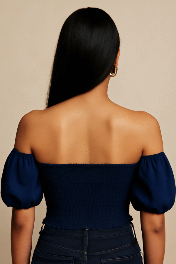 Women’s Off-Shoulder Blue Stylish Top - Image 2