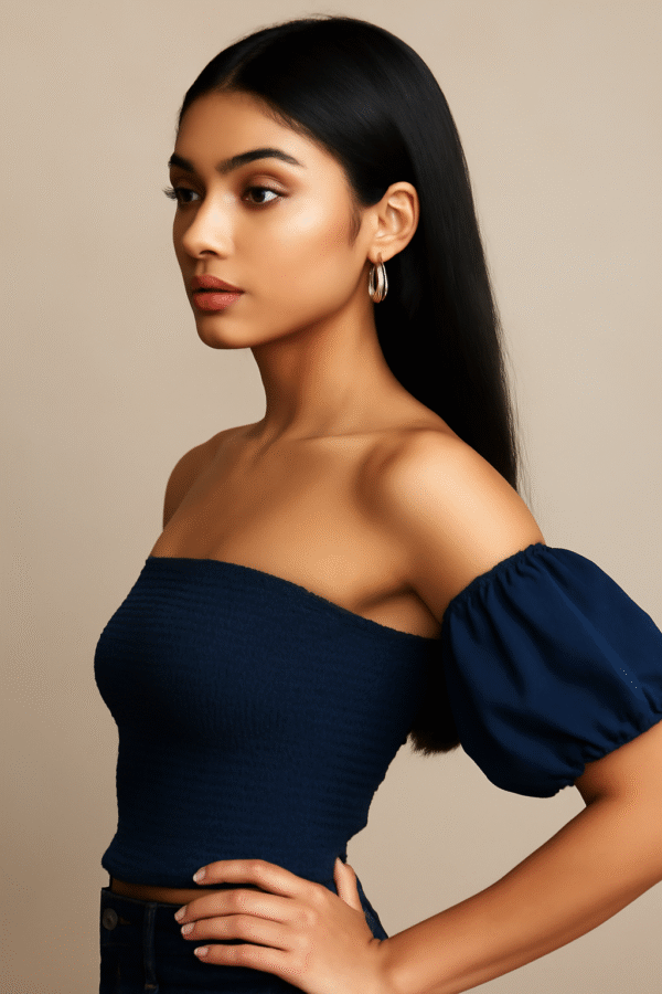Women’s Off-Shoulder Blue Stylish Top - Image 3