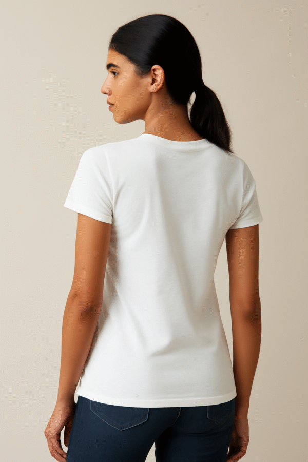 Women’s White Solid Casual Top - Image 2
